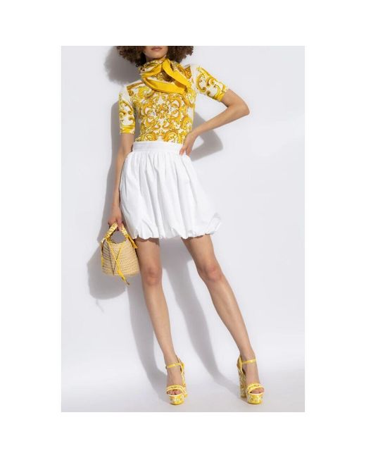 Dolce & Gabbana Yellow Top mit 'majolica'-print