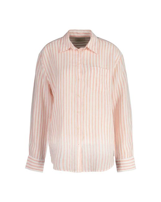 Camicia a righe in lino - rosa pesca di Gant in Pink