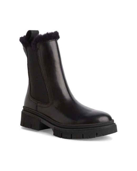 Tamaris Black Schwarze leder-stiefeletten für frauen