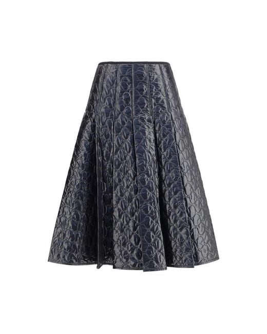 Moncler Gewatteerde Midi Rok Met Quilt Detail in het Blue
