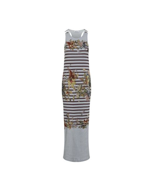 Jean Paul Gaultier White Mariniere Grape Long Dress