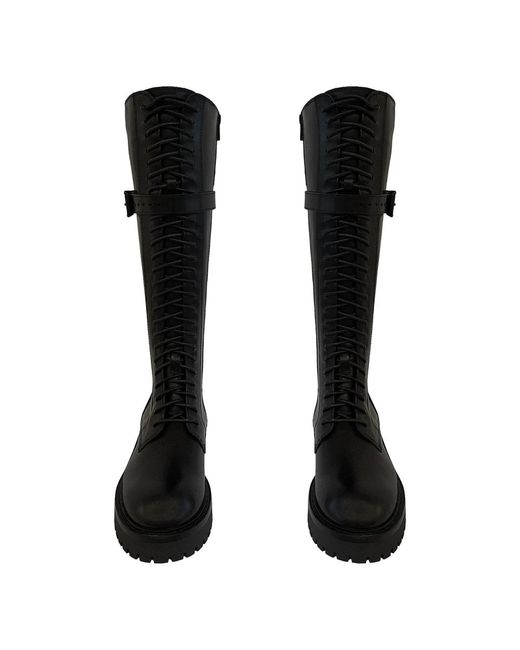 Ann Demeulemeester Black Lace-Up Boots