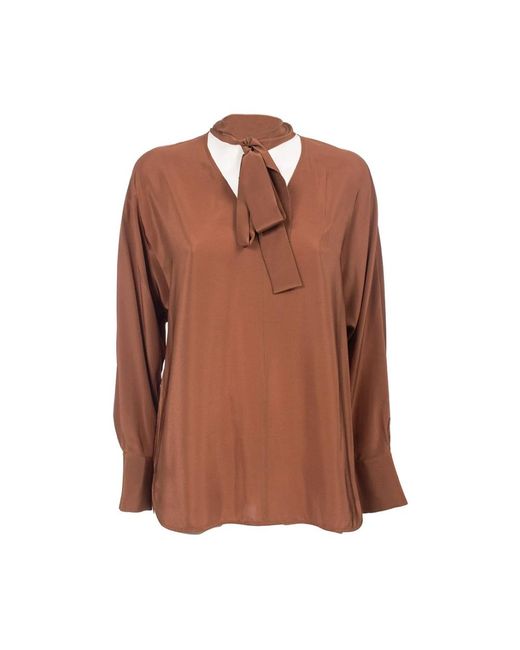 Max Mara Overhemden ,Bruin ,Wol Crêpe De Chine Blouse in het Brown