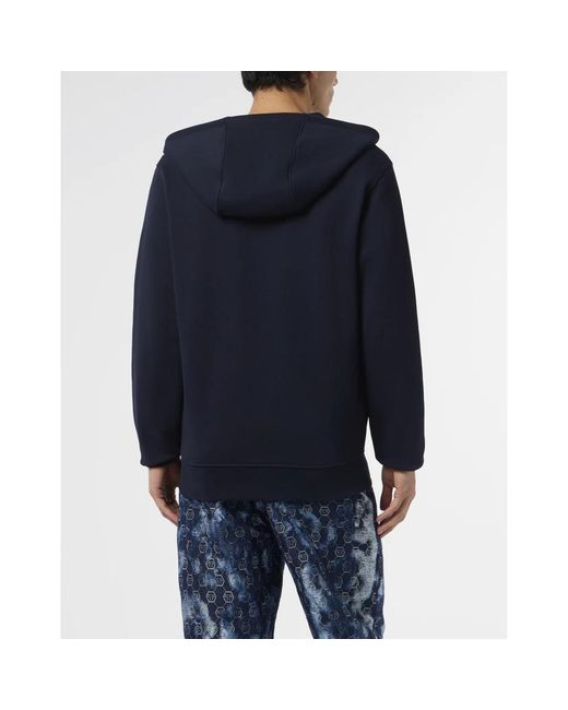 Philipp Plein Hoodies & Sweatvesten ,Blauw ,Katoen Zip Hoodie Basic in het Blue voor heren