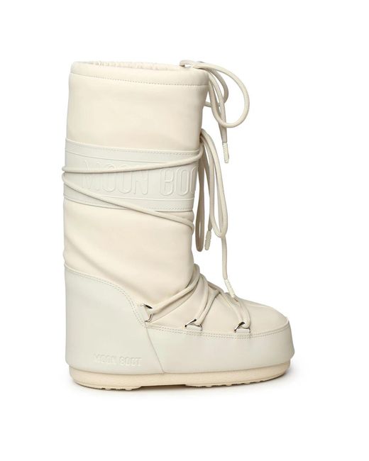 Moon Boot Natural Weiße Winterstiefel Pvc Finish
