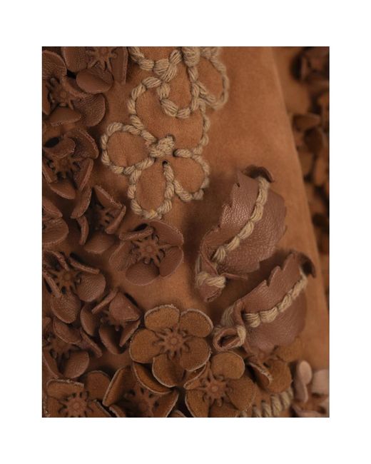 Ermanno Scervino Brown Braune wildlederjacke mit hortensienblumen