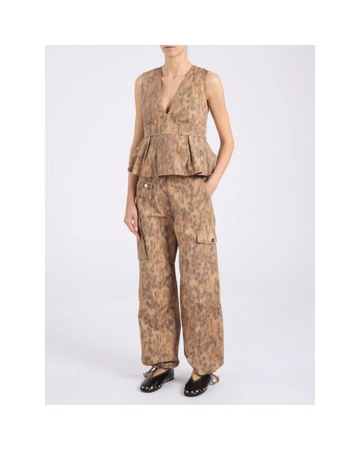 Ganni Brown Sleeveless Tops