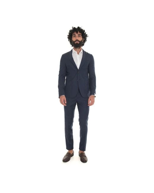 Paoloni Blue Single Breasted Suits for men