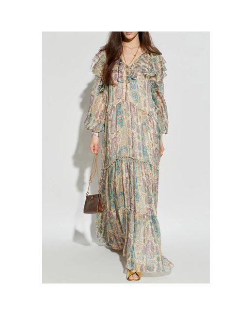 Etro Kleedjes ,Veelkleurig ,Silk Dress in het Natural