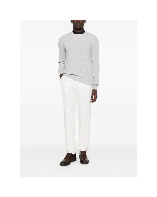 Brunello Cucinelli White Round-Neck Knitwear for men