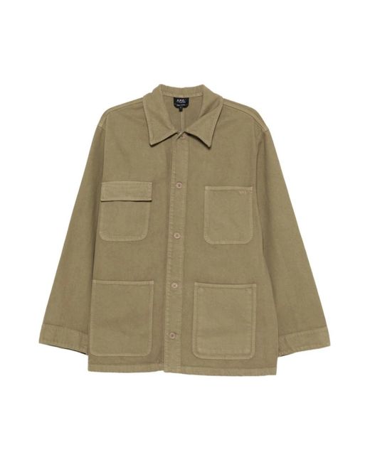 A.P.C. Patch-Pocket Overshirt Jacket in het Green voor heren
