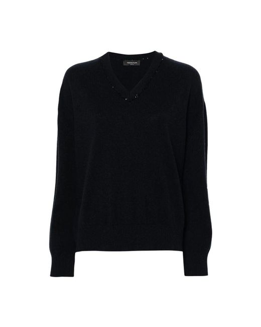 V-Neck Knitwear Fabiana Filippi en coloris Black