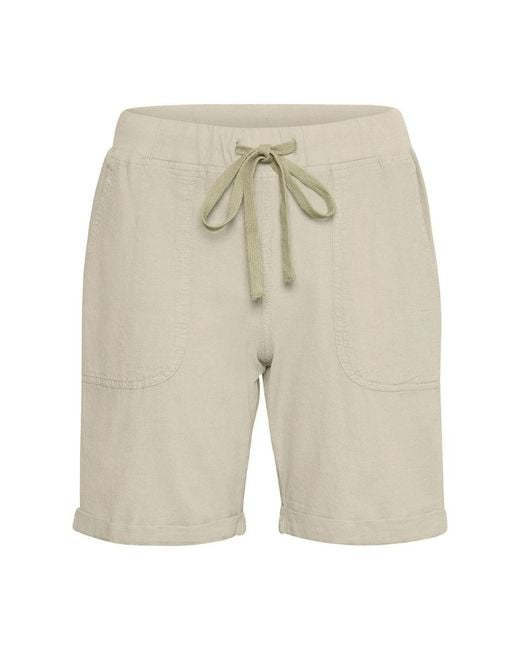 Kaffe Seagrass Elastische Taille Shorts in het Natural