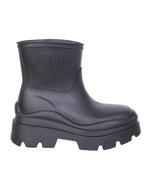 MSGM Gray Rubber Rain Boots
