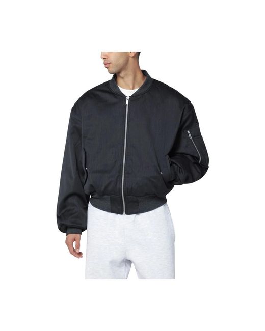 Entire studios Jassen ,Grijs ,Wol Cropped Broad Bomber in het Black voor heren