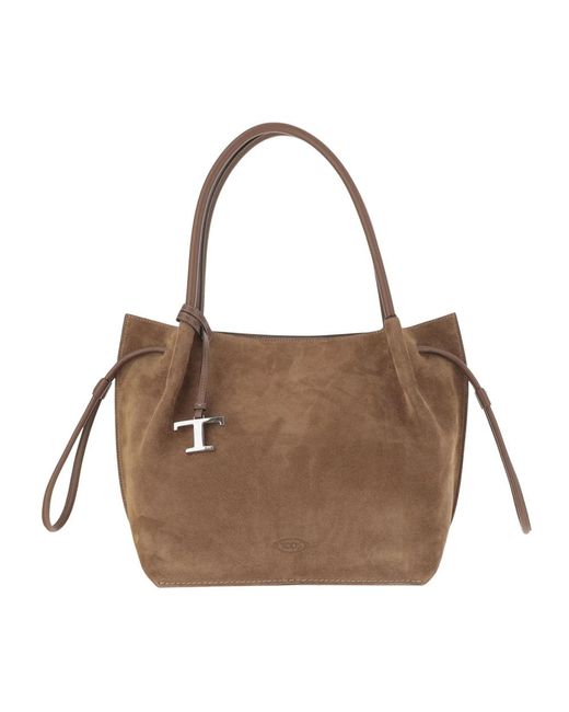 Tod's Brown Leder-Schultertasche Mit Zugverschluss