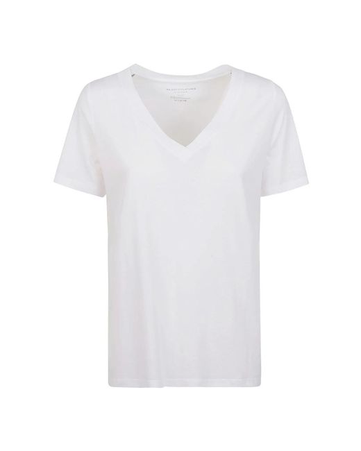 T-shirt polos bianchi in lyocell cotone di Majestic Filatures in White