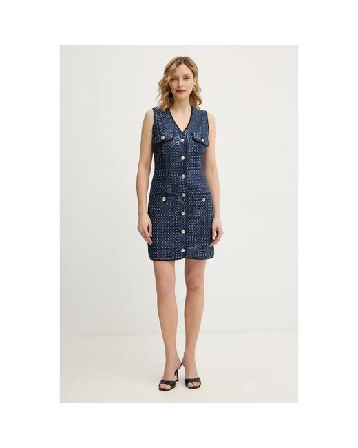 Guess Sequin Denim Mini Jurk in het Blue