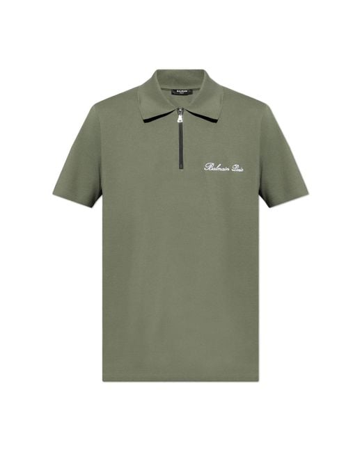 Balmain Poloshirt Met Geborduurd Logo in het Green voor heren