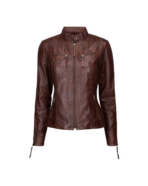 Btfcph Jassen ,Bruin ,Leer Antiekbruine Bikerjas in het Brown
