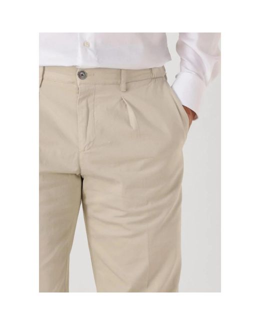 Profuomo Broeken ,Linnen Zand Chino Trouser Sportcord in het Natural voor heren