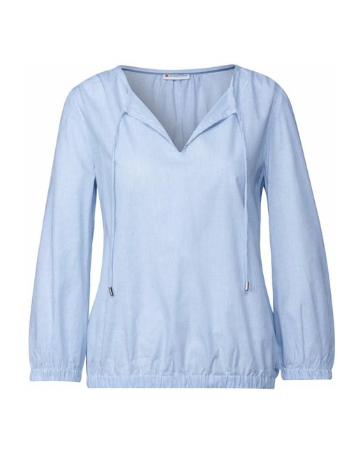 Street One Gestreepte Blouse Met Split Halslijn in het Blue