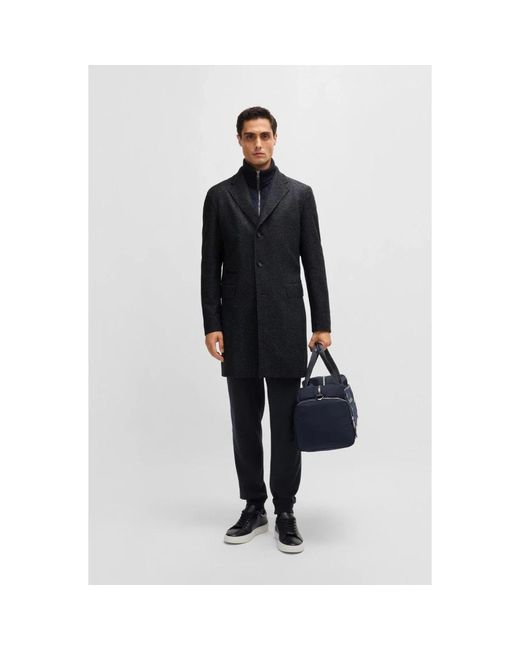 HUGO Jassen ,Blauw ,Wol Slim-Fit Herringbone Jas in het Blue voor heren