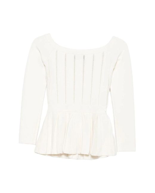 Elisabetta Franchi Ivoor Gebreide Top Met Peplum in het White