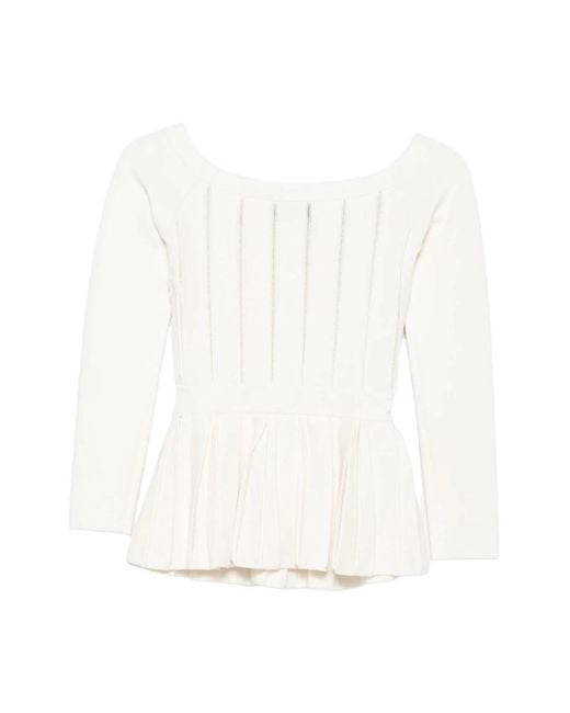 Elisabetta Franchi White Ivory Stricktop Mit Peplum