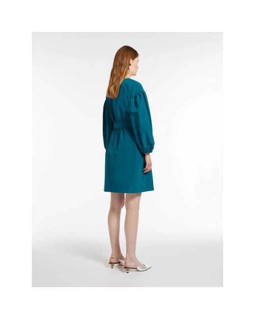 Max Mara Kleedjes ,Groen ,Oversized Taffeta Korte Jurk in het Blue
