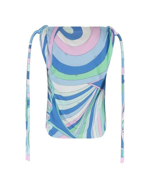 Emilio Pucci Blouse Met Decoratieve Zijstrik in het Blue