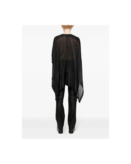 Rick Owens Jassen ,Zwart ,Camicia Zero Shirt Cape Jacket in het Black