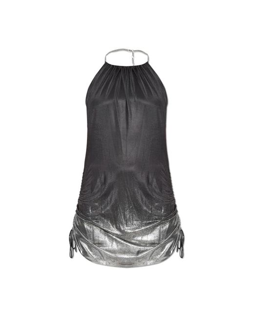 faux leather tiered dress Women's Something to Behold Black Faux Leather Short Sleeve Belted Midi Dress | Size: S