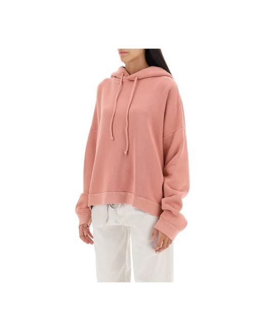 Acne Pink Oversized baumwoll-hoodie mit verstellbarem kordelzug