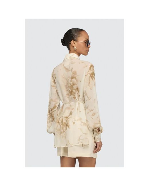 Semicouture Georgette Viscose Blouse in het Natural