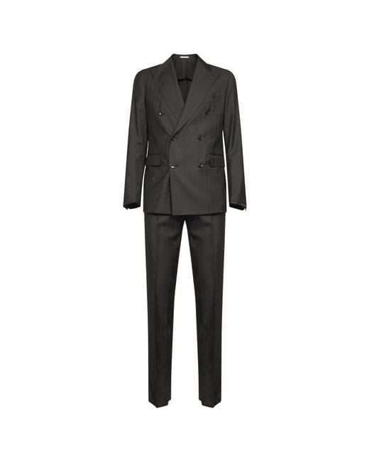 Tagliatore Kostuums ,Bruin ,Wol Double-Breasted Wollen Pak in het Black voor heren