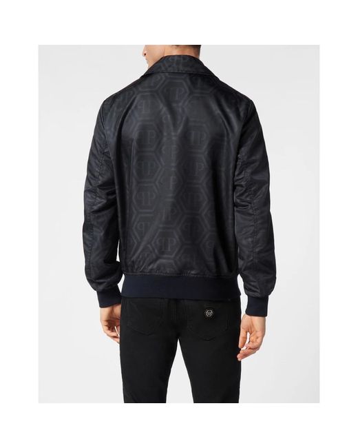 Philipp Plein Jassen ,Blauw ,Nylon Nylon Coster Bomber Monogram in het Black voor heren