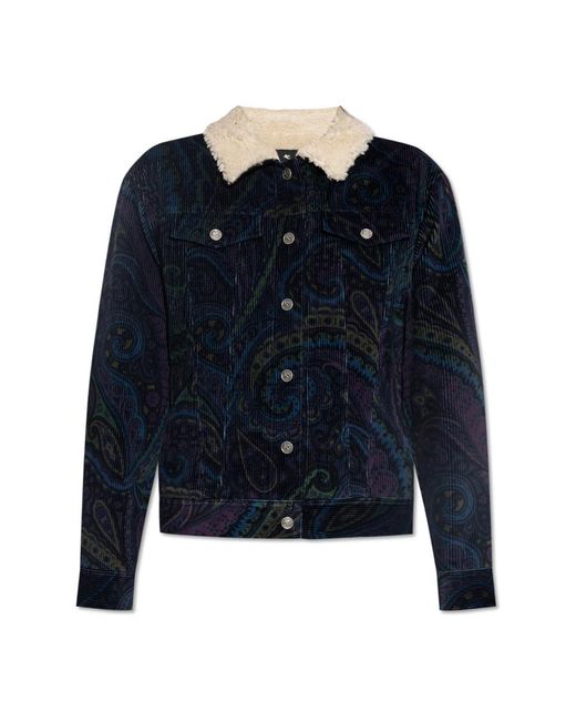 Etro Ribfluwelen Jas in het Blue