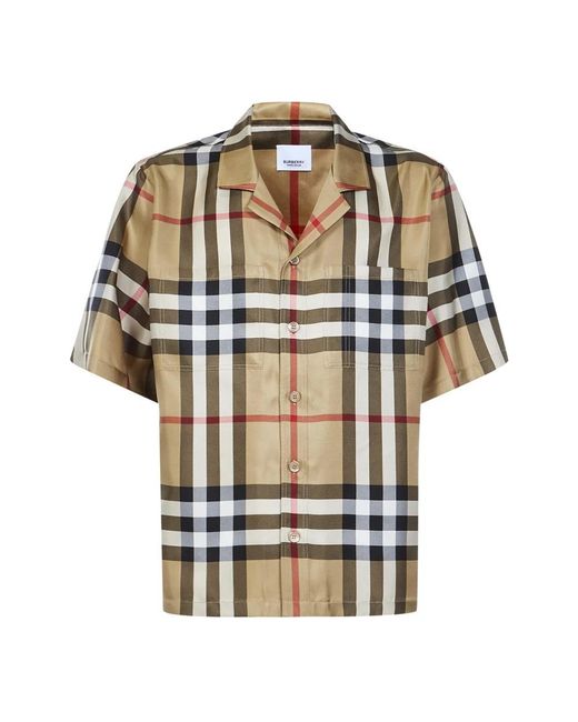 Burberry Brown Short Sleeve Shirts for men