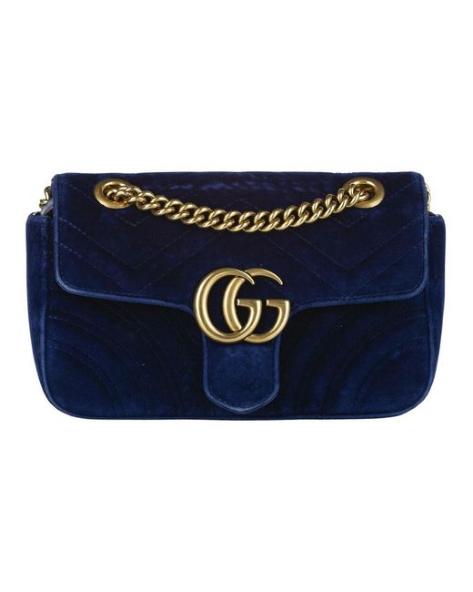 Gucci Gebrauchte Mini GG Marmont Matelasse Samt Umhängetasche in Blau |  Lyst DE