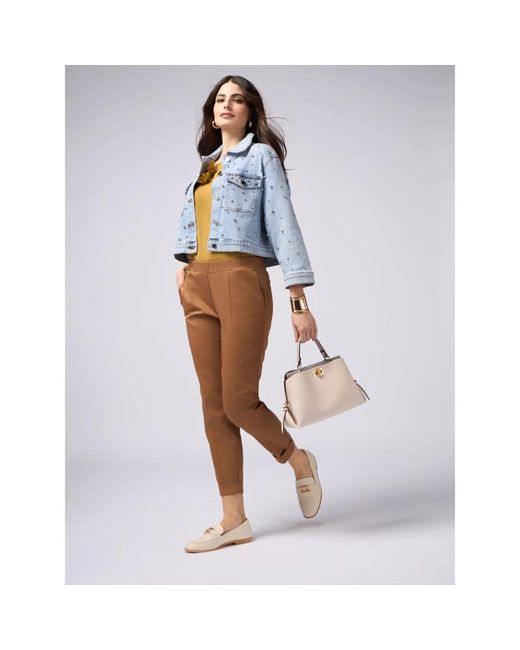 Slim-Fit Trousers di Oltre in Brown