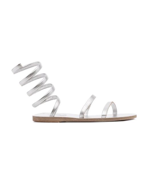 Ancient Greek Sandals White Flat Sandals