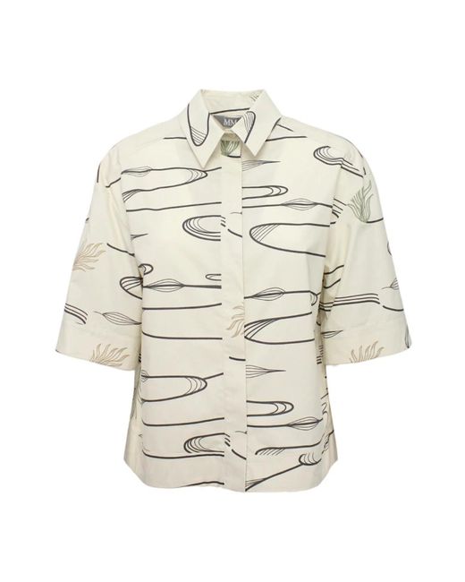 Max Mara Overhemden ,Katoen Cropped Katoenen Blouse in het Natural