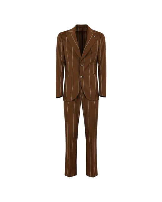 Lubiam Brown Single Breasted Suits for men
