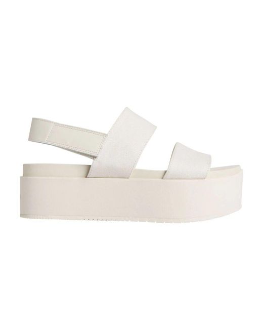Calvin Klein White Flat Sandals