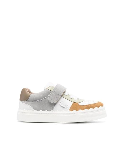 Chloé White Lauren Leather & Suede Sneaker