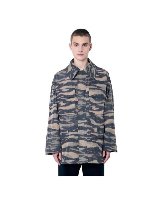 Jil Sander Jassen ,Veelkleurig ,Polyester Camo Field Jacket in het Gray voor heren