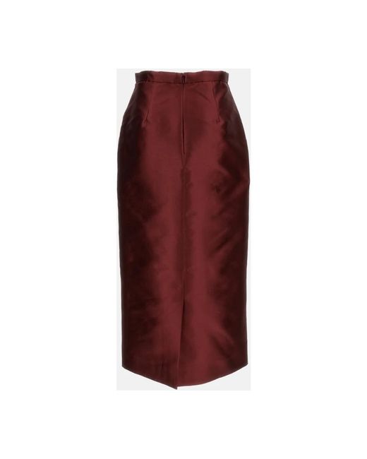 Erdem Geborduurde Mikado Midi Pencil Rok in het Red