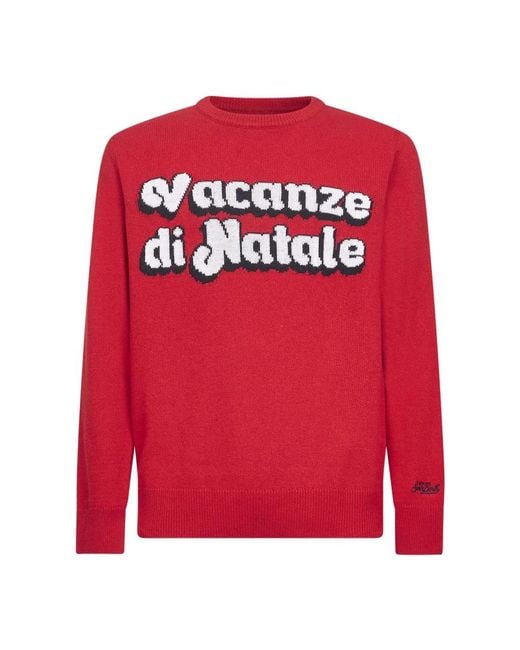 Mc2 Saint Barth Red Round-Neck Knitwear for men