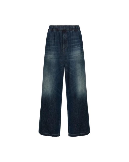 Valentino Garavani Indigo denim wide leg jeans in Blue für Herren